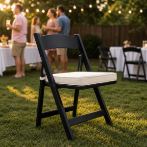 Black Resin Folding Chair with Padding