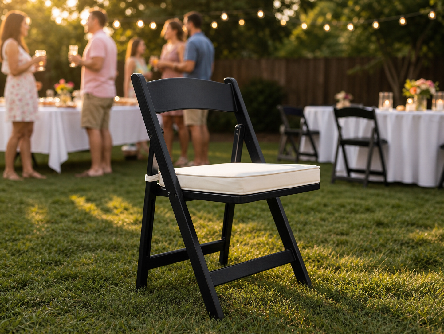 Black Resin Folding Chair with Padding