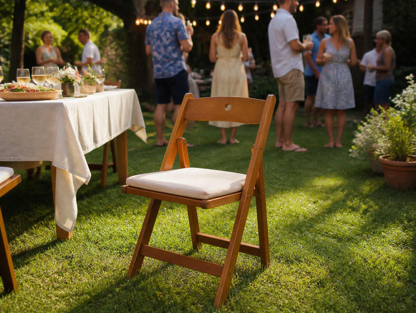 Fruitwood Folding Chair With Padding