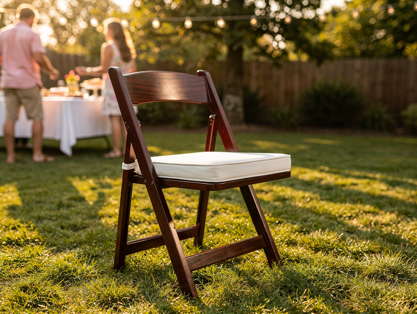 Mahogany Resin Folding Chair with Padding