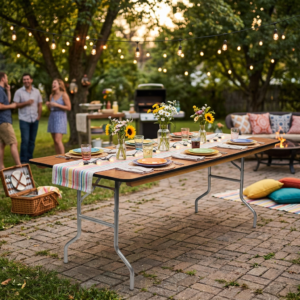 Rectangular – 8ft Banquet Wood Table (8-10 people)