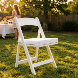 White Resin Folding Chair with Padding