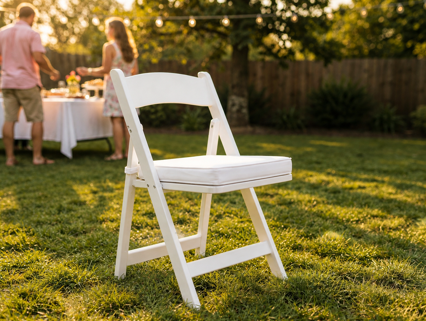 White Resin Folding Chair with Padding